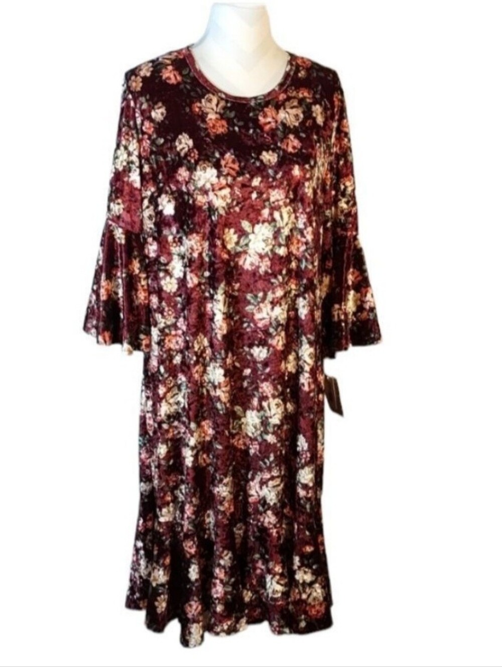LuLaRoe Burgundy Floral Velvet Midi Dress